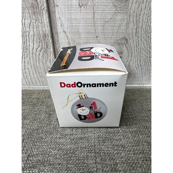 #1 Cool Dad Round Christmas Snowman Silver Ornament w/ Box Unbreakable - Picture 5 of 5